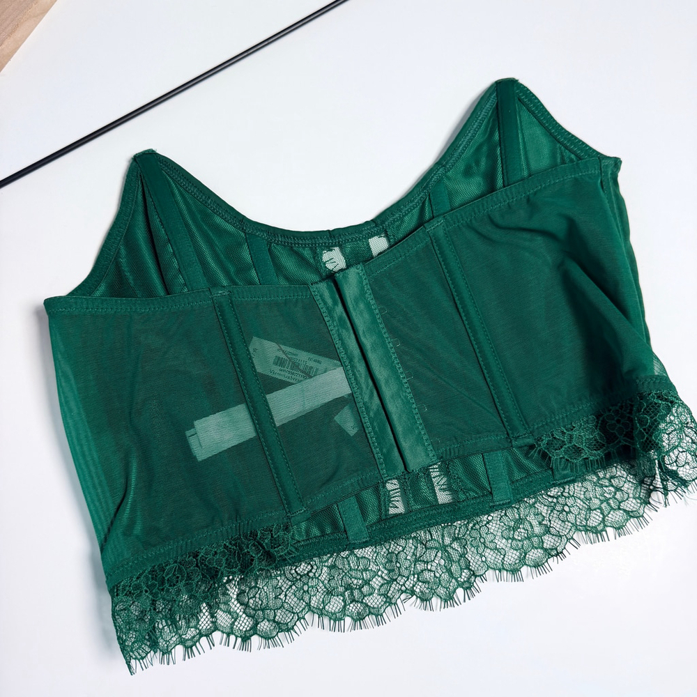 Women's Victoria's Secret Dream Angels Green Lace Bra 32B Corset Strapless NEW - Picture 4 of 5